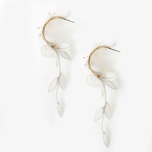 White Floral Earrings - Cleo Floral Hoop